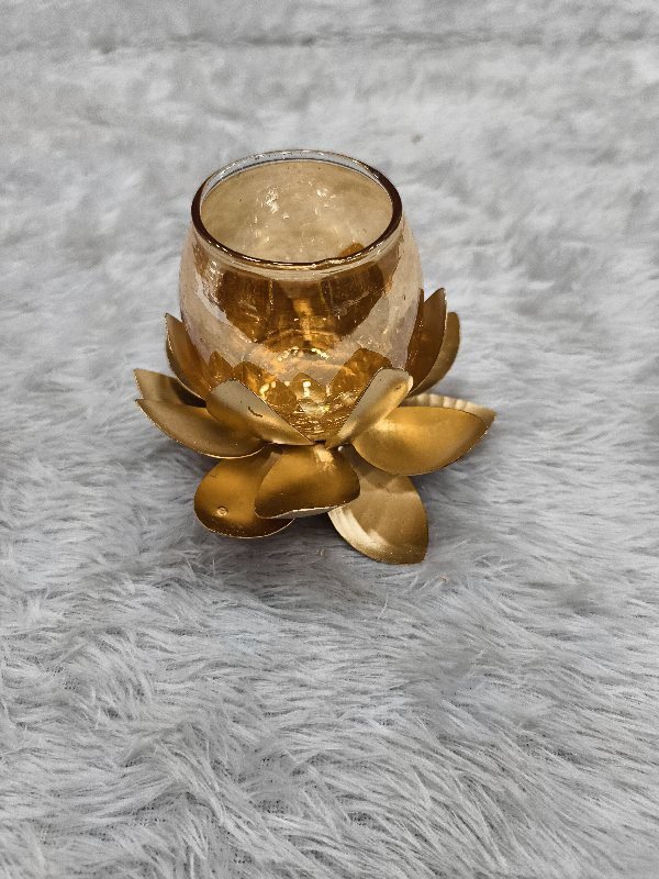 Glass Lotus Diya Stand