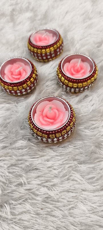 Rose Charm Diya (Set of 4 )