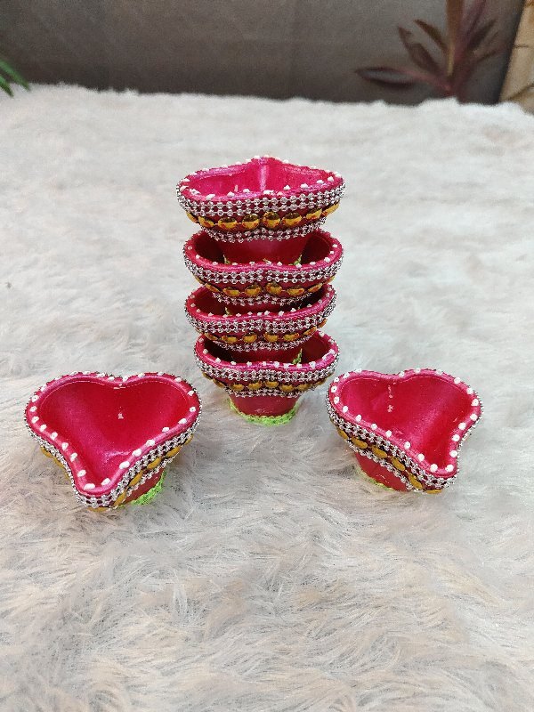 Royal Heart Glow Diya 6 Pc